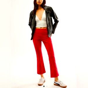 Free People Red cropped velvet pants